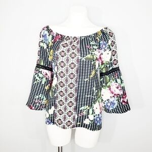 Fig & Flower Floral Patch Off Shoulder Top